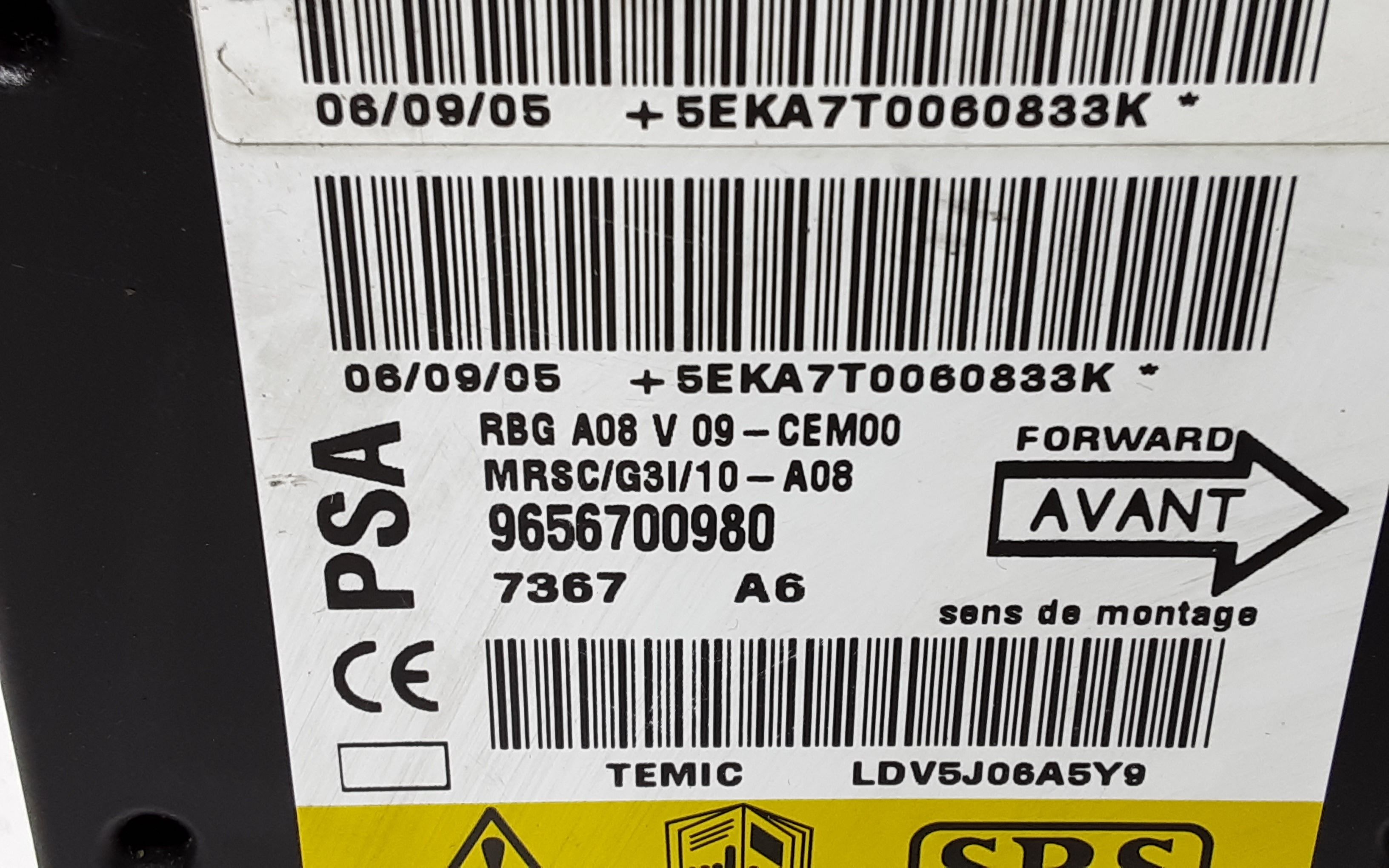 Centralina Airbag PEUGEOT 1007 1 Serie