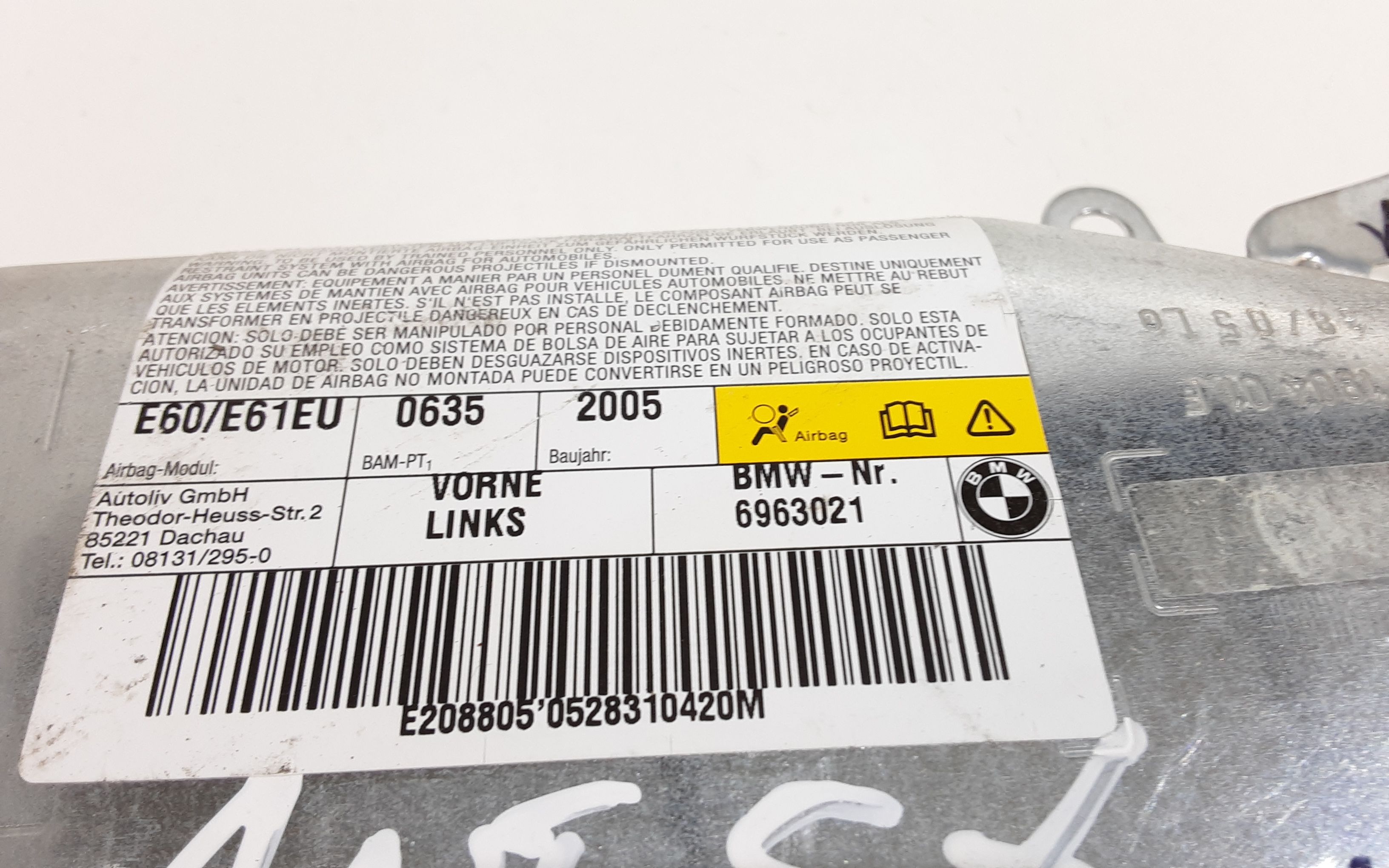 Airbag porta anteriore sinistra guida BMW Serie 5 E60