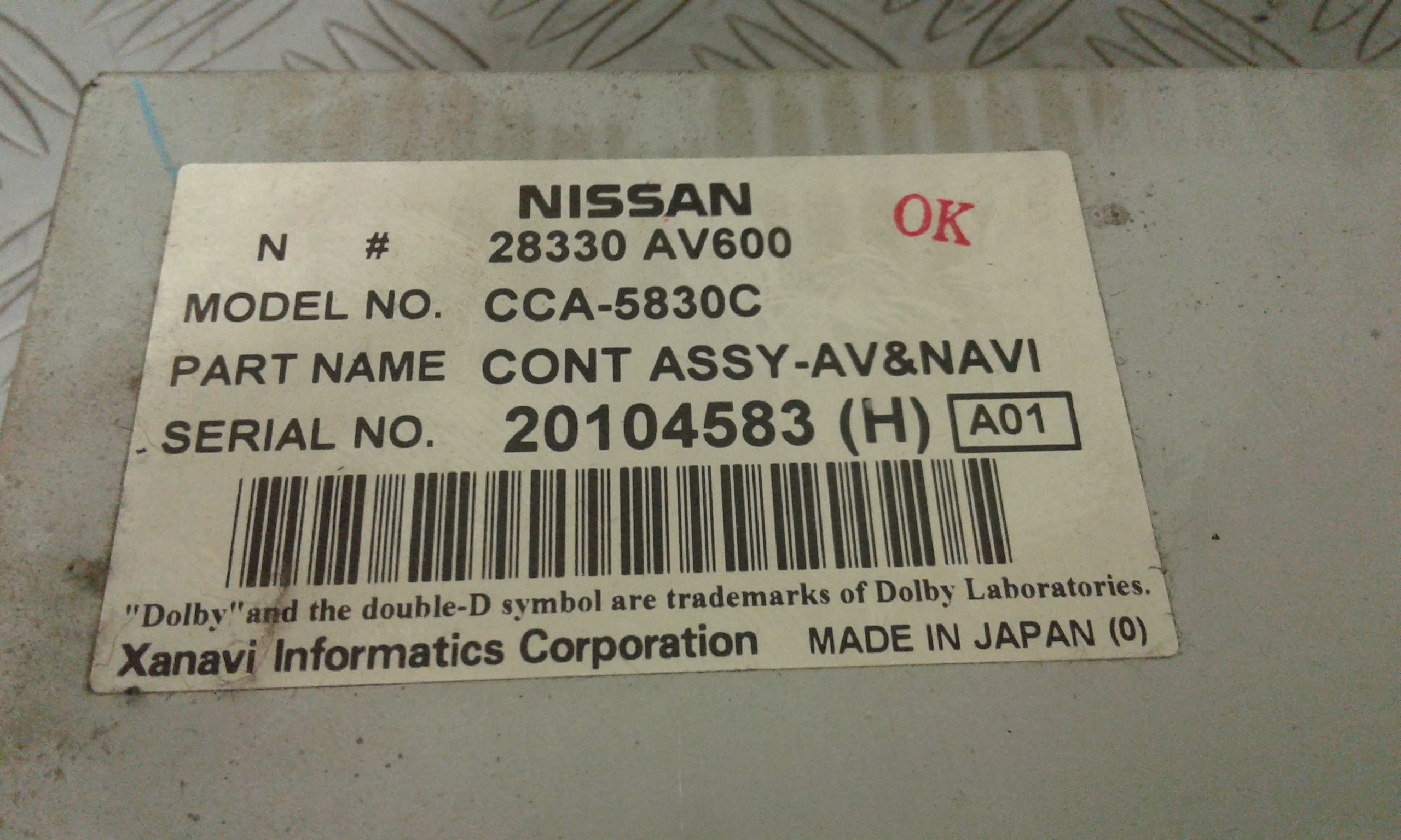 Lettore DVD NISSAN Primera S. Wagon 3 Serie