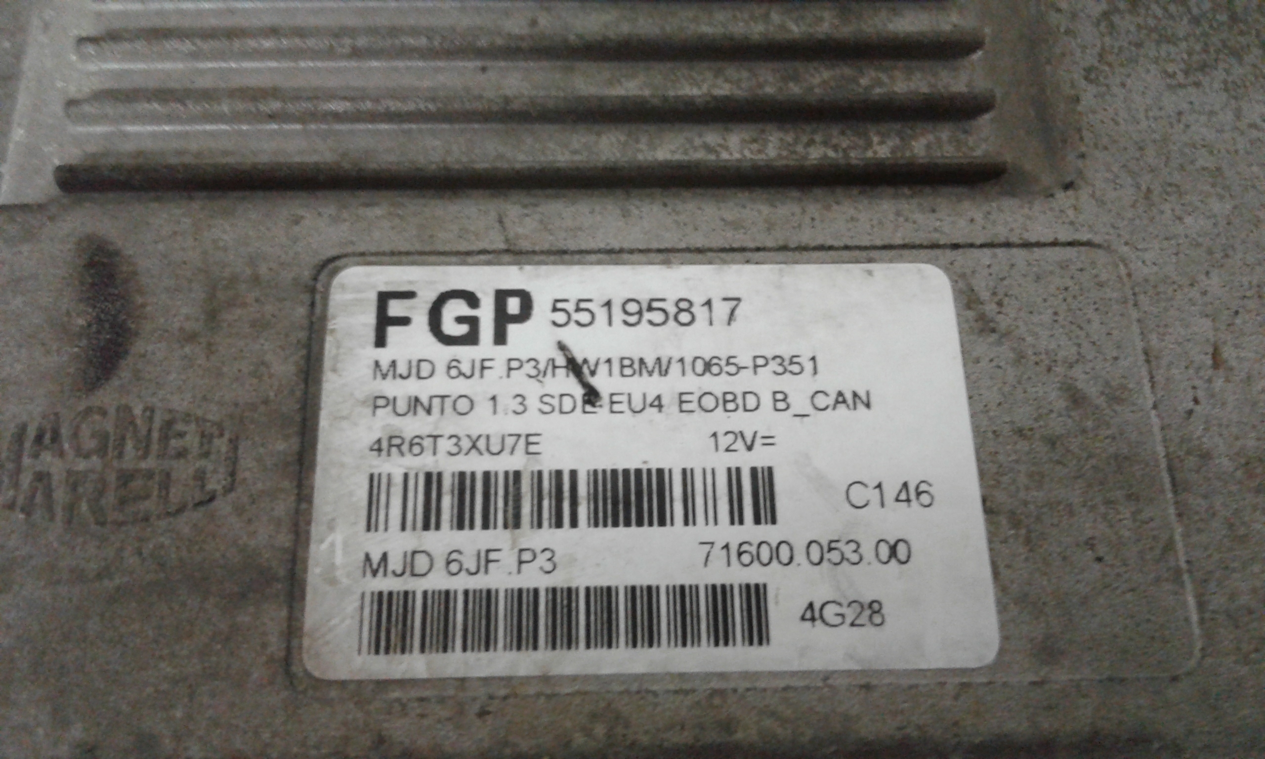 Centralina motore FIAT Punto Berlina 5P 3 Serie