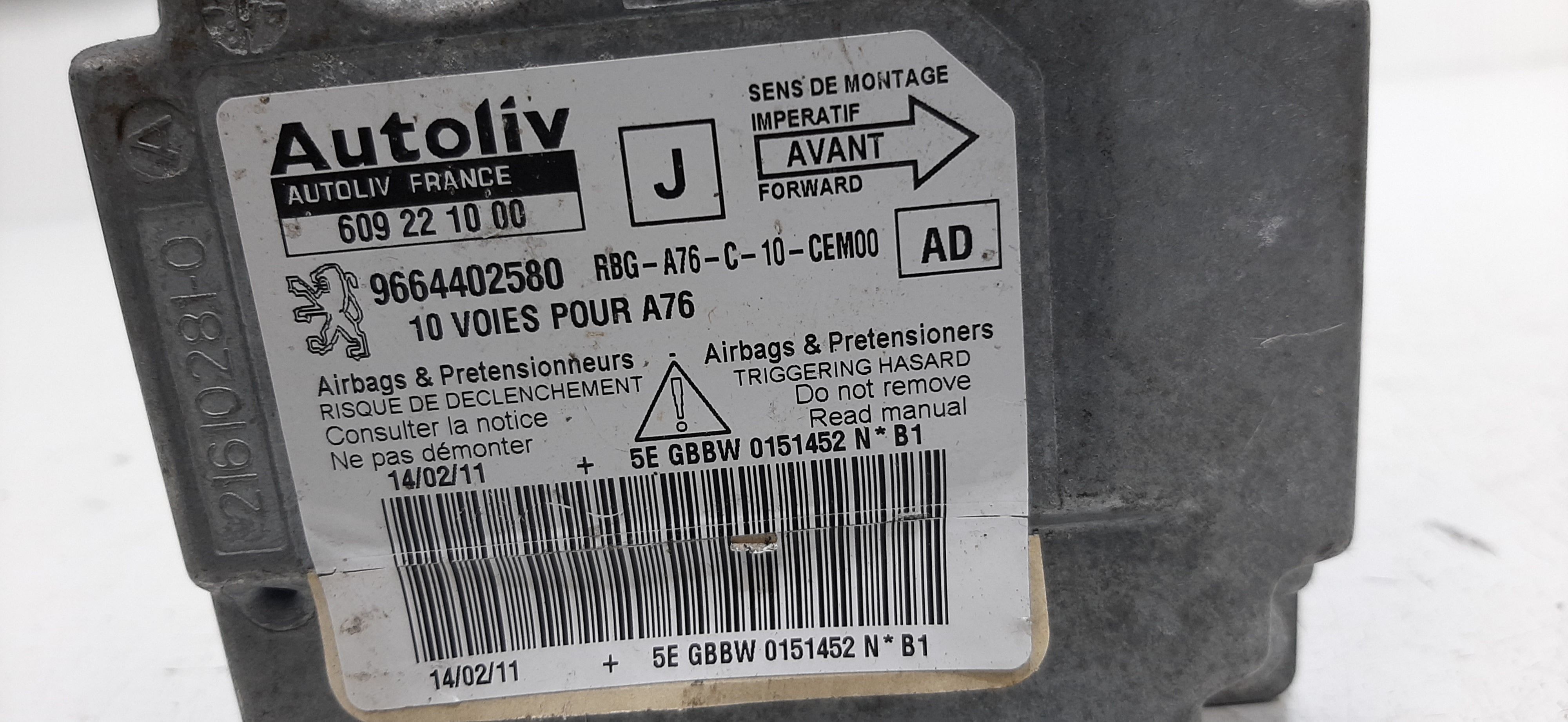 Centralina Airbag PEUGEOT 207 Cabrio