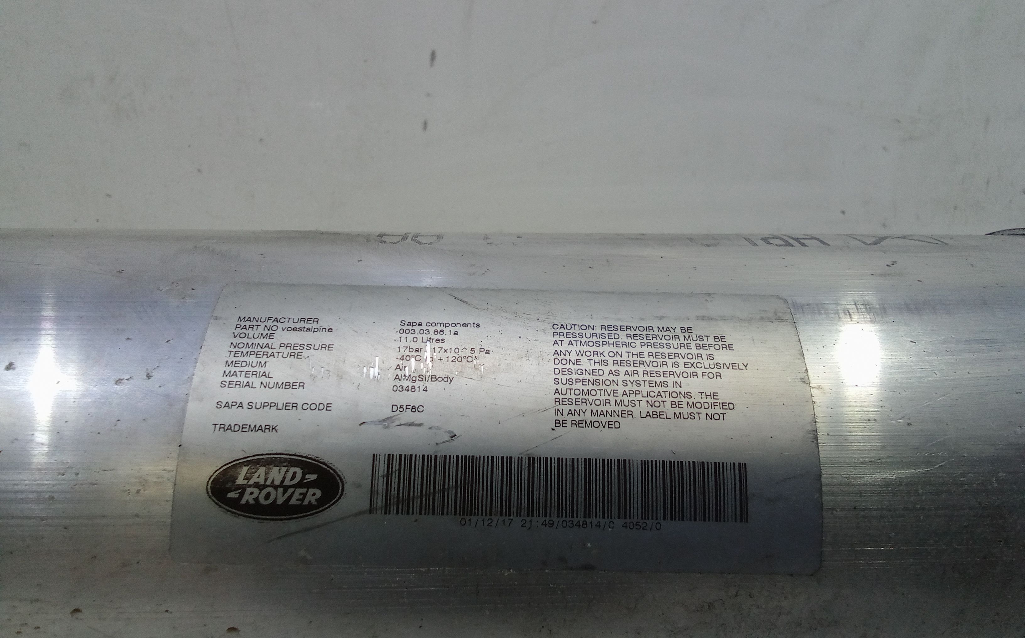 Serbatoio aria compressione  sospensioni  pneumatiche LAND ROVER Range Rover 4 Serie