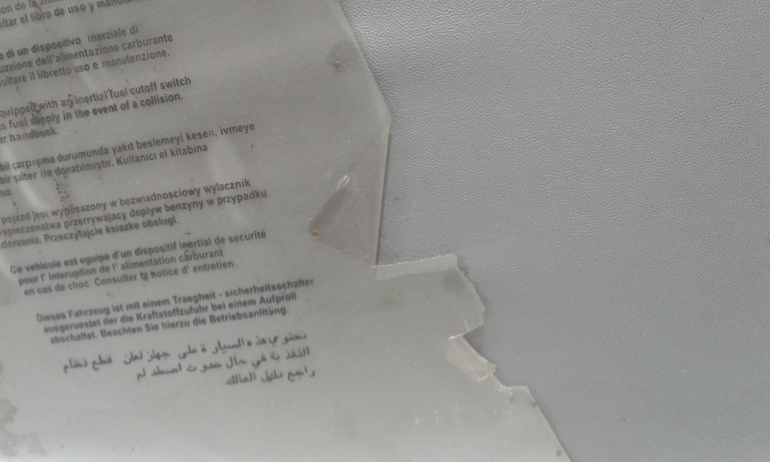 Parasole aletta anteriore Lato Guida FIAT Dobl 1 Serie