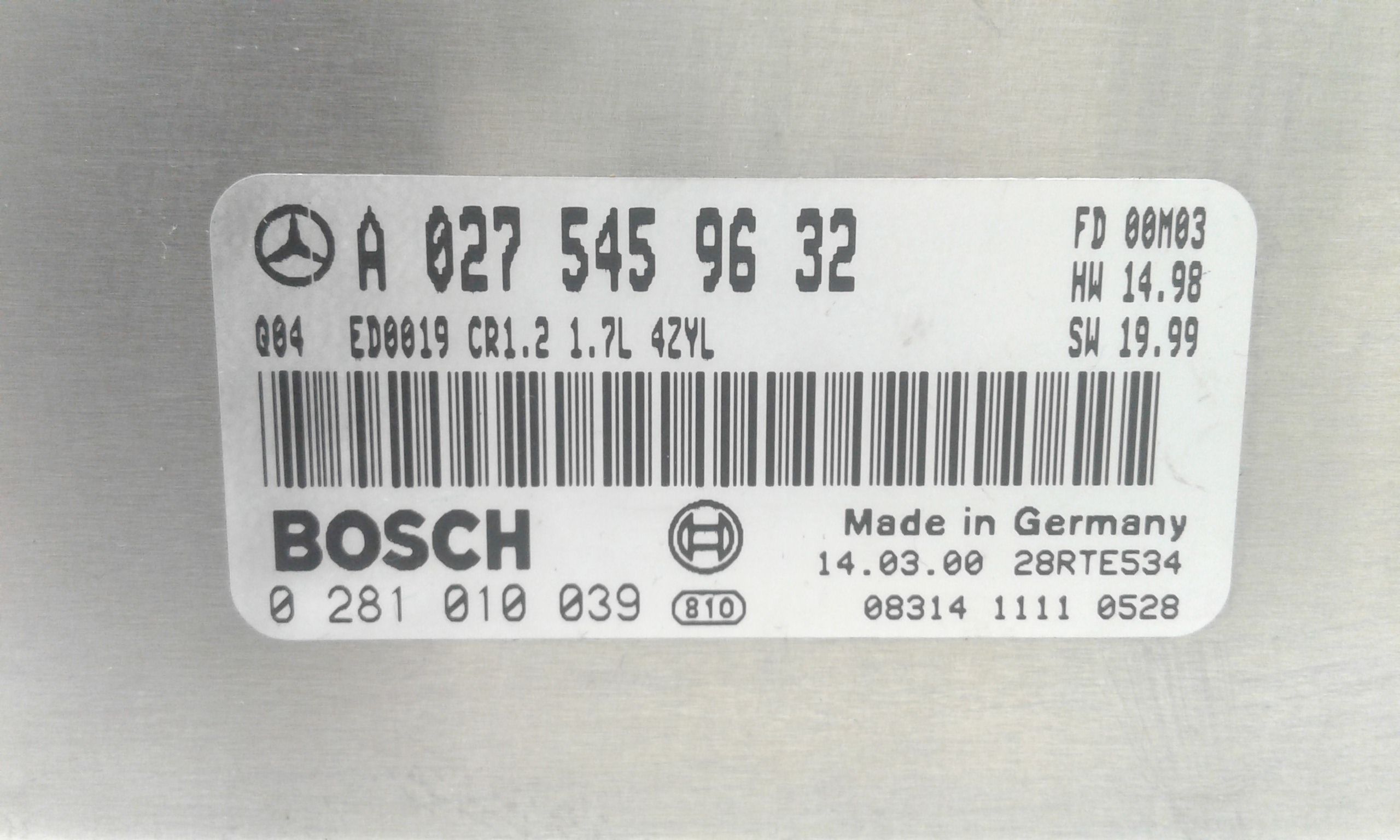 Centralina motore MERCEDES Classe A W168 1 Serie