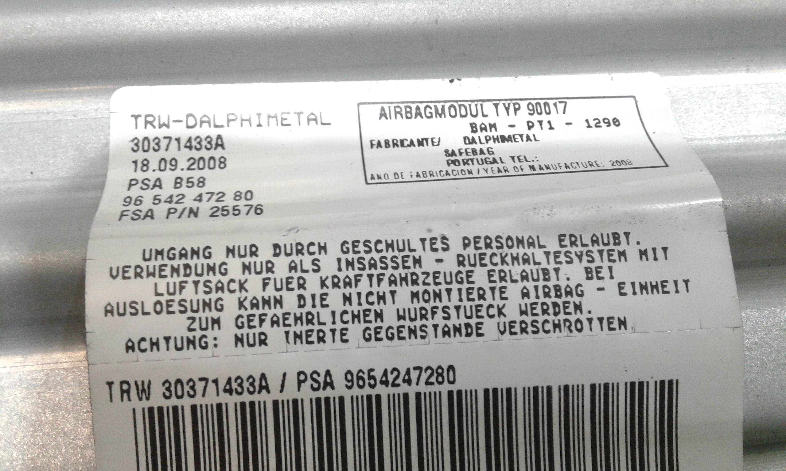 Airbag Passeggero CITROEN C4 Grand Picasso (06>13)