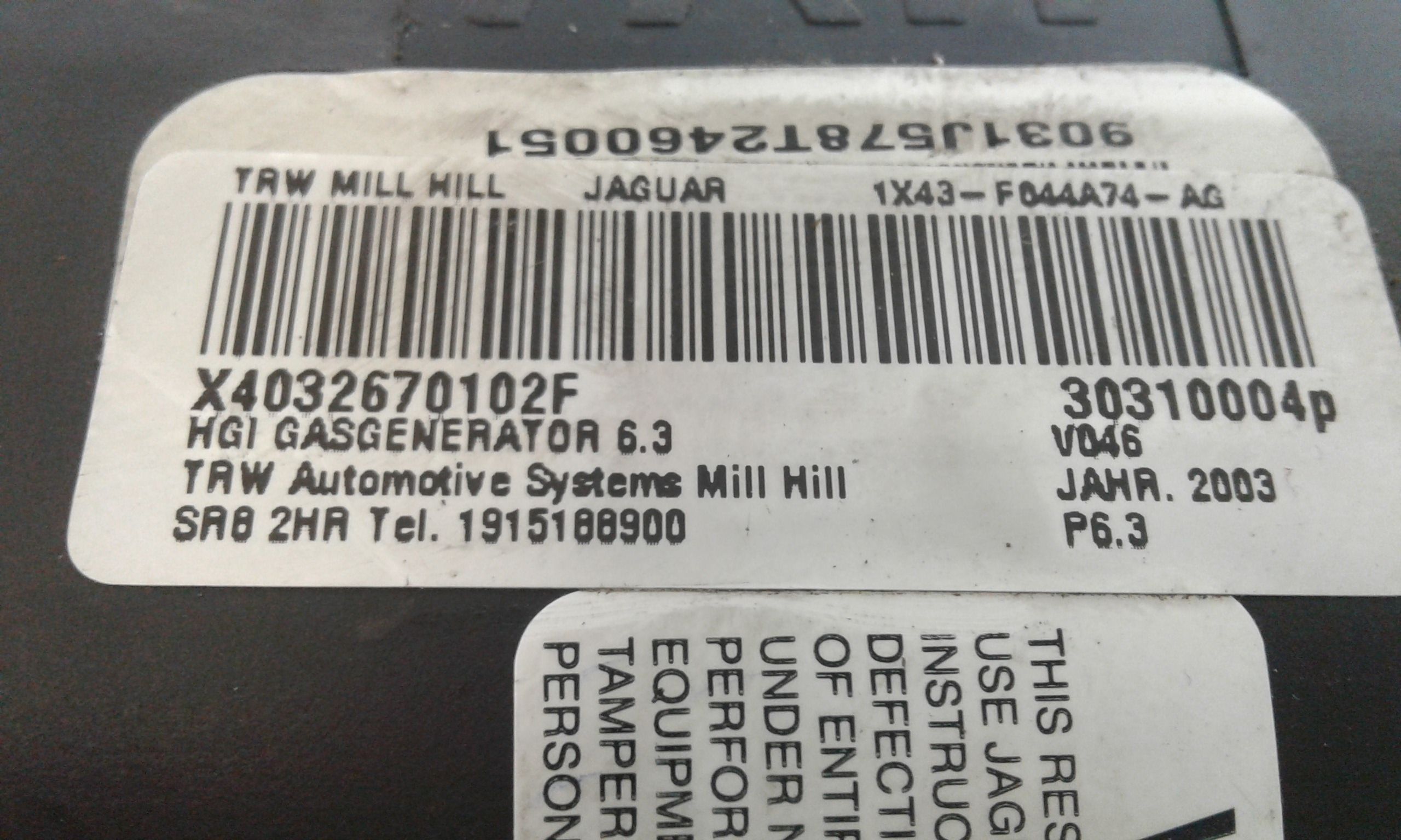 Airbag Passeggero JAGUAR X-Type  Serie