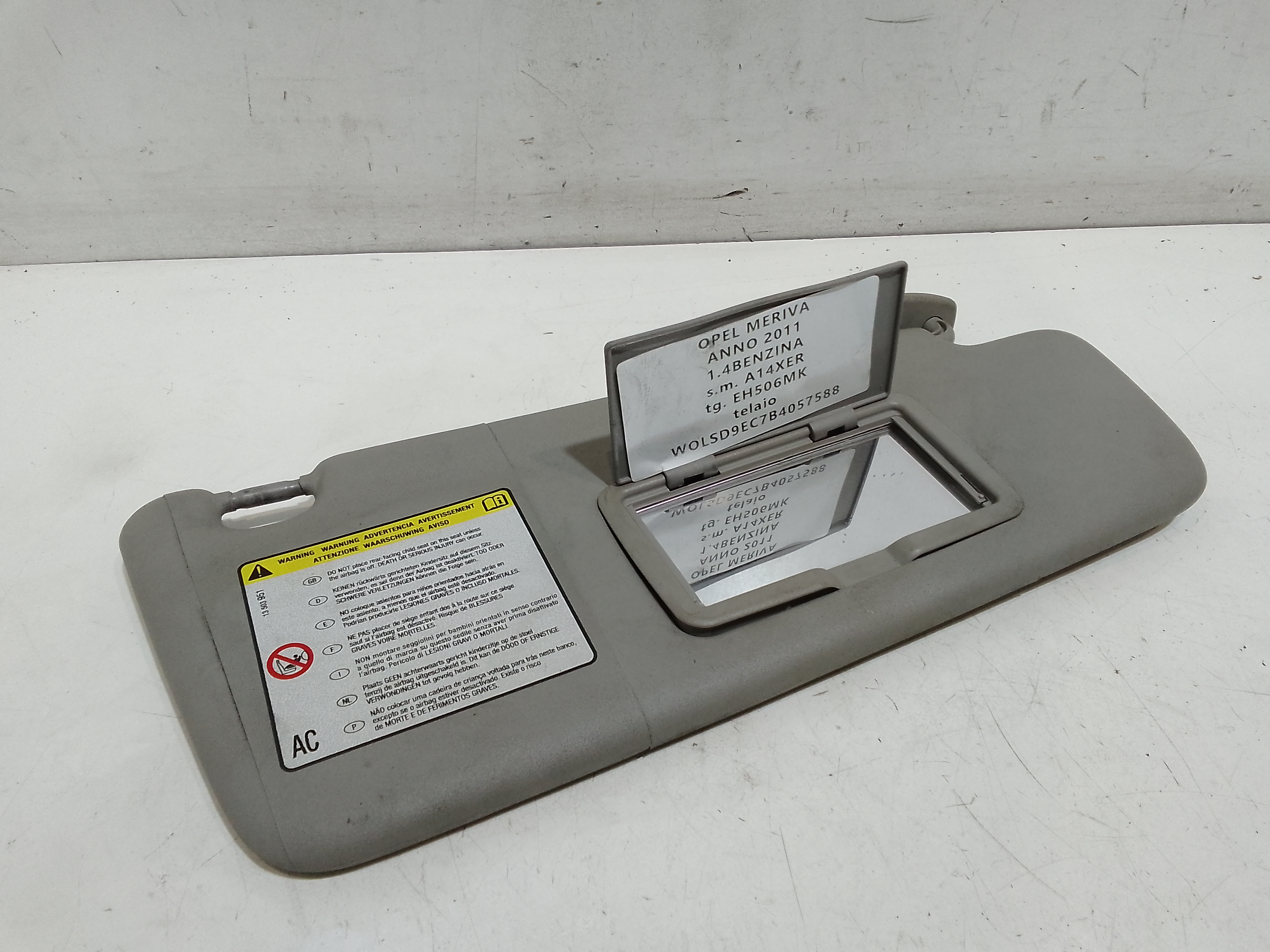 Parasole aletta Lato Passeggero per Opel Meriva 3 Serie (2010 - In produzione)