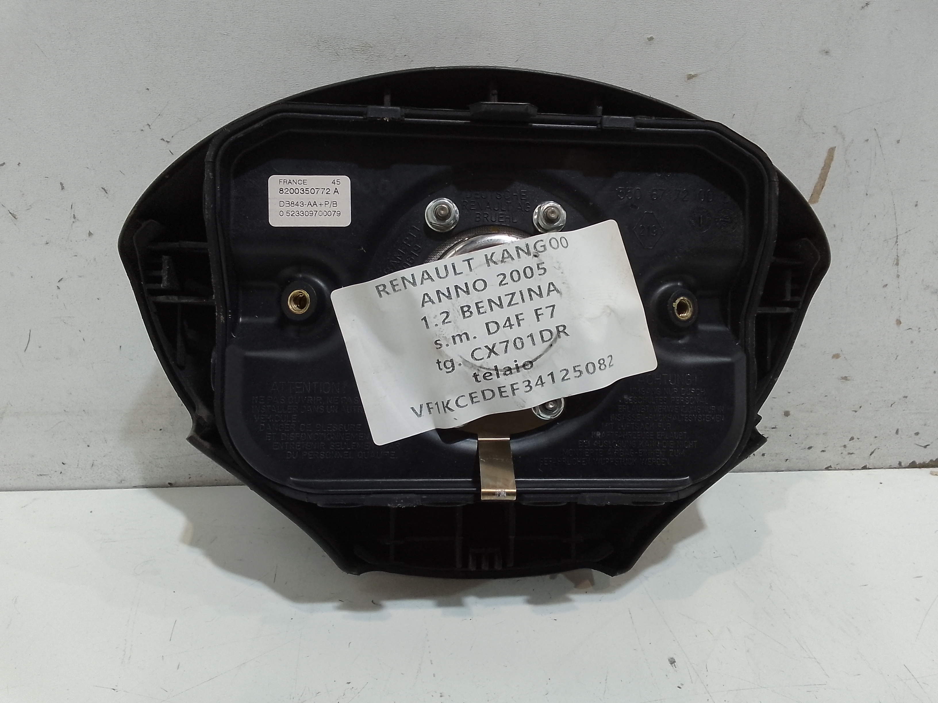 Airbag Volante per Renault Kangoo 3 Serie (2003 - 2007)