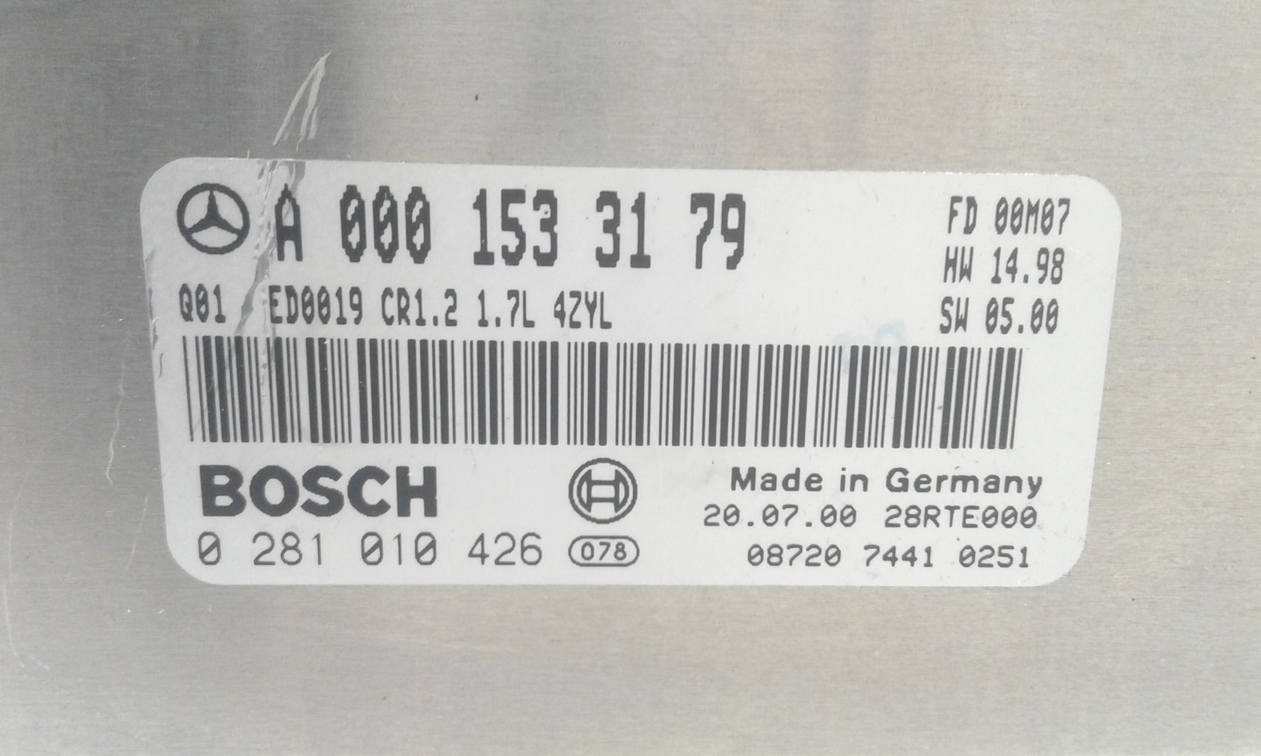 Centralina motore MERCEDES Classe A W168 1 Serie