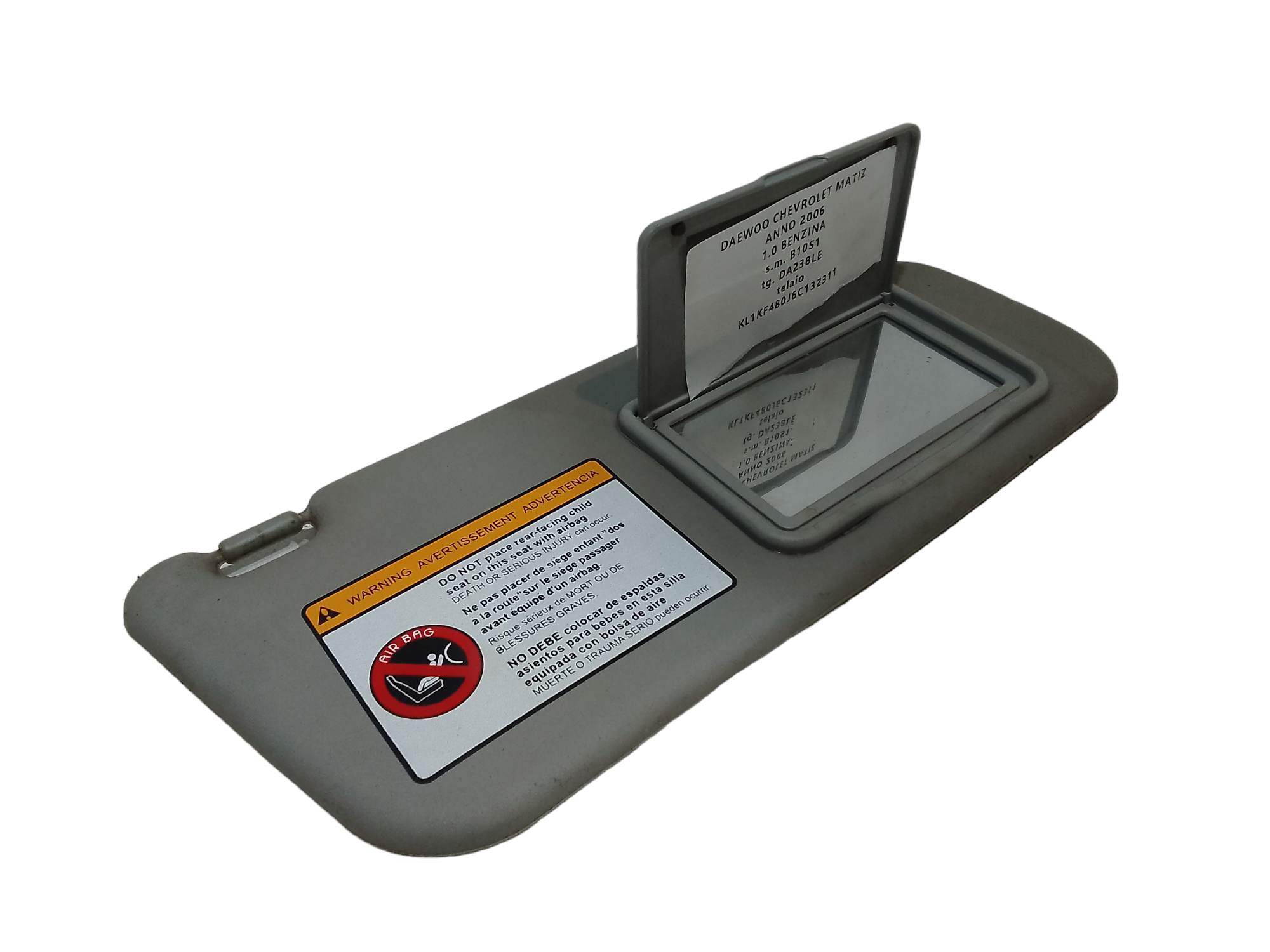 Parasole aletta Lato Passeggero per Chevrolet Matiz 3 Serie (2005 - 2007)