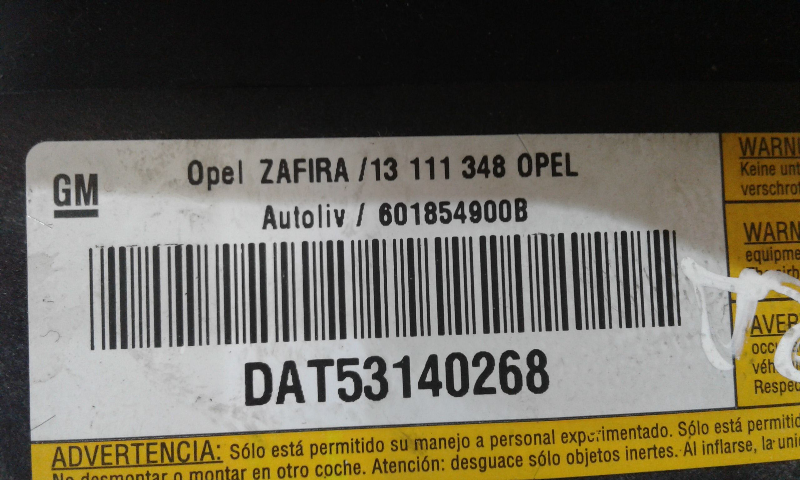 Airbag Volante OPEL Zafira B