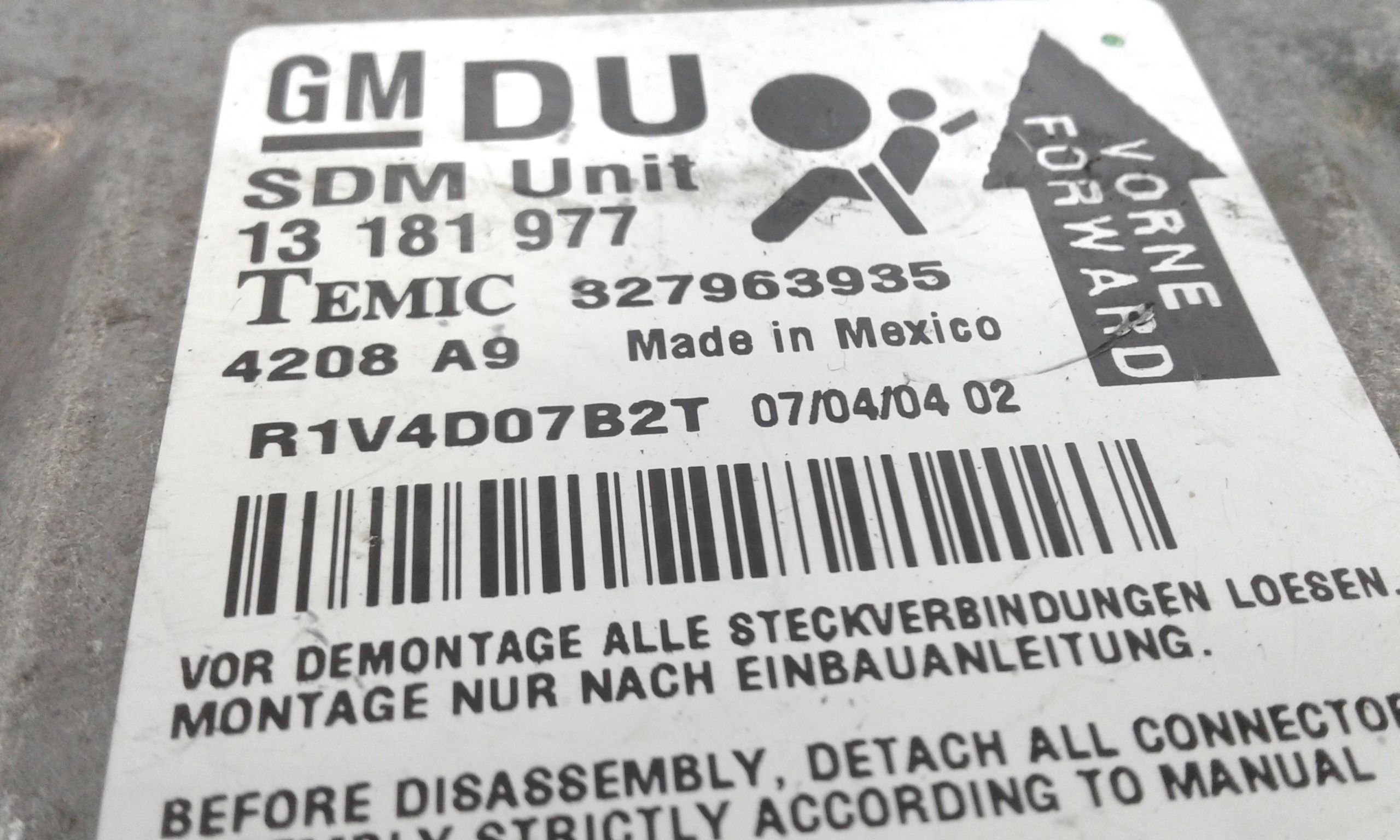 Kit Airbag senza cruscotto OPEL Astra H Berlina