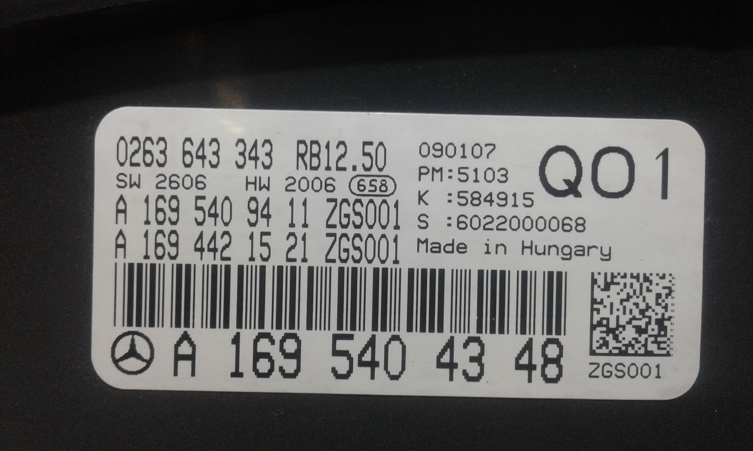 Quadro Strumenti MERCEDES Classe A W169 3 Serie