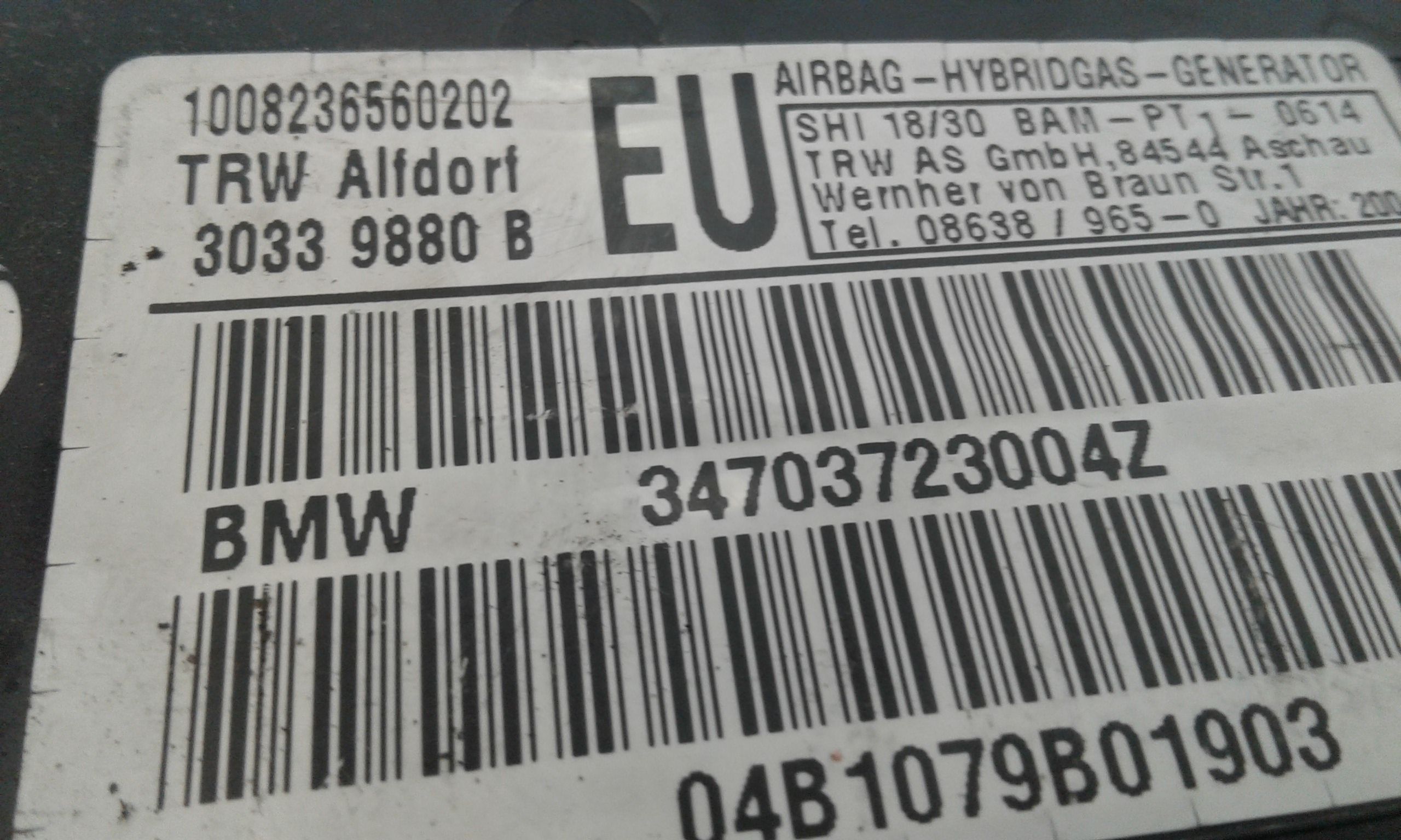 Airbag porta anteriore destra passeggero BMW Serie 3 E46 Touring 2 Serie