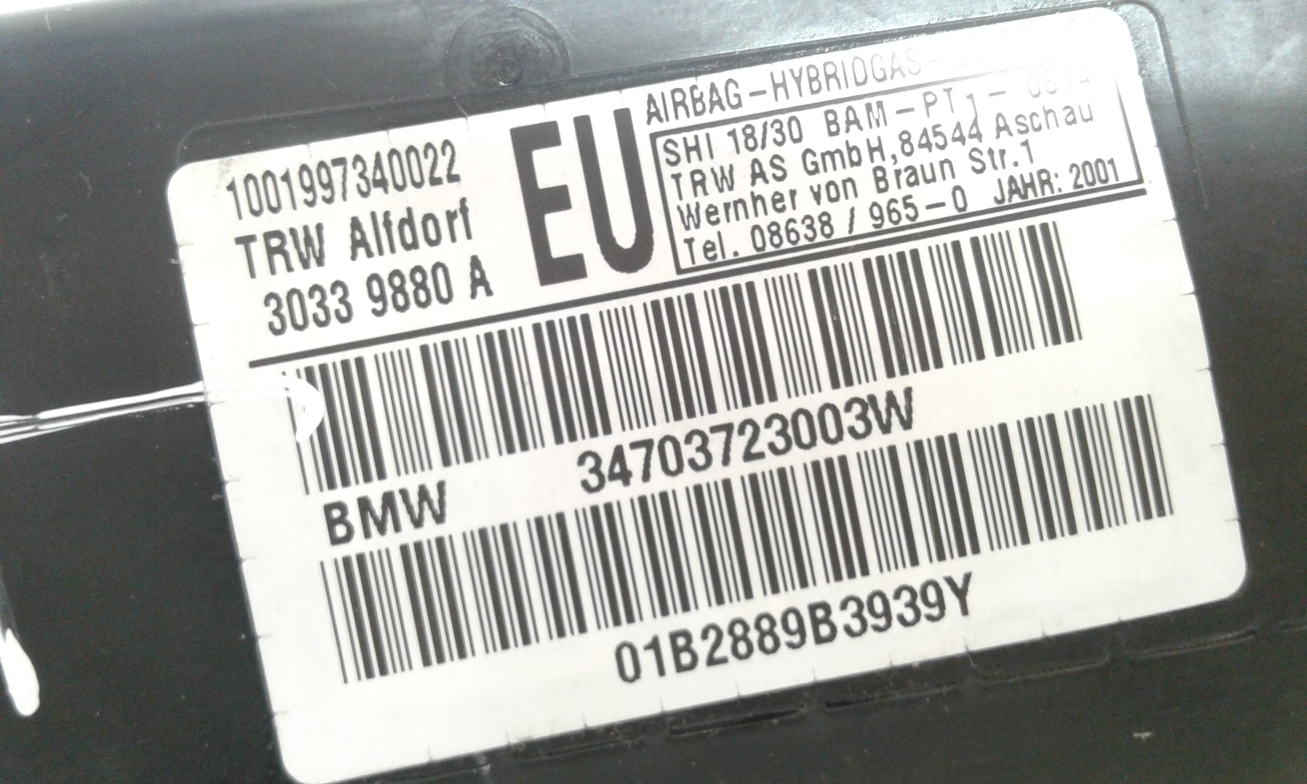 Airbag porta anteriore destra passeggero BMW Serie 3 E46 Touring