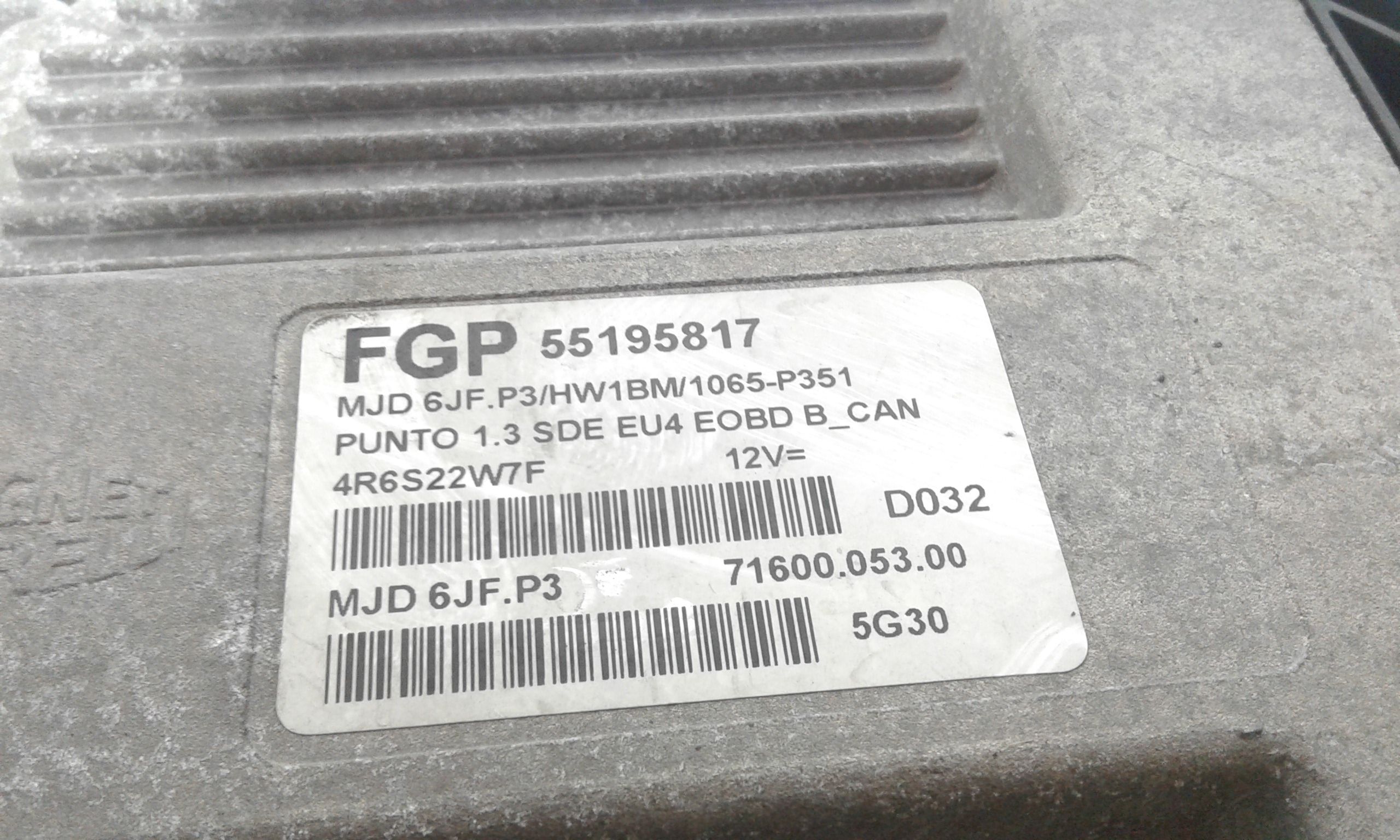 Centralina motore FIAT Punto Berlina 5P 3 Serie