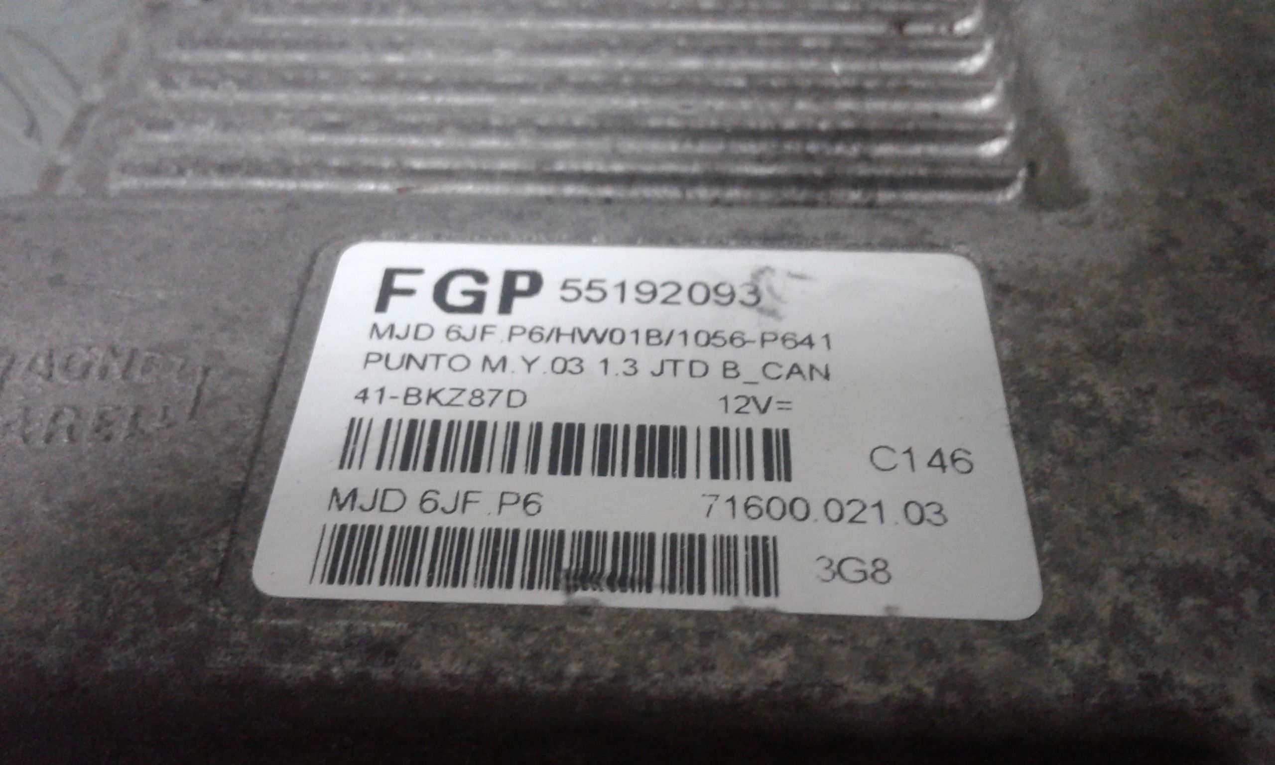 Centralina motore FIAT Punto Berlina 5P 3 Serie